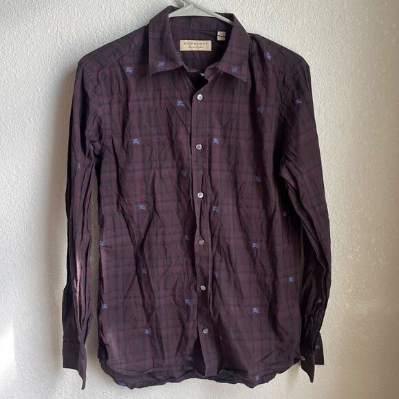 Burberry Tops - Burberry Purple Plaid Logo Embroidered Long Sleeve